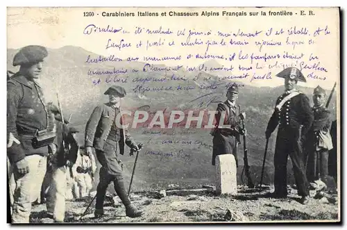 Cartes postales Douane Douanes Carabiniers italiens et chasseurs alpins francais sur la frontiere TOP