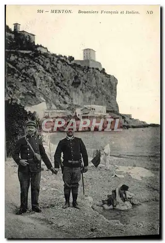 Cartes postales Douane Douanes Menton Douaniers Francais et italien