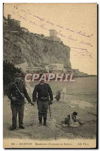 Cartes postales Douane Douanes Menton Douaniers Francais et Italien