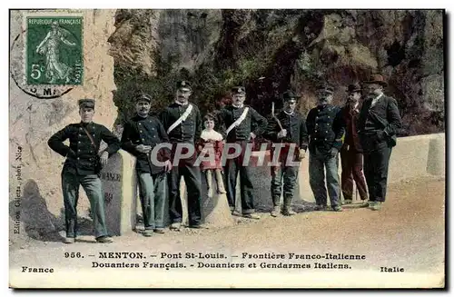 Cartes postales Douane Douanes Menton Port St louis Frontiere Franco italienne Douaniers francais Gendarmes ital