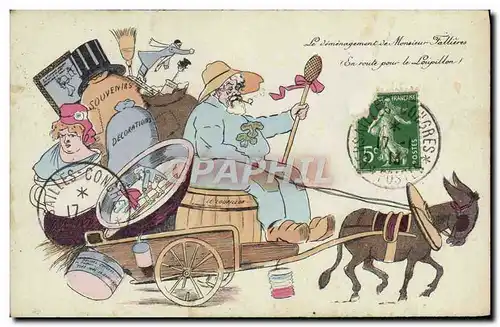 Cartes postales Demenagement de Mr Fallieres Ane Mule Illustrateur