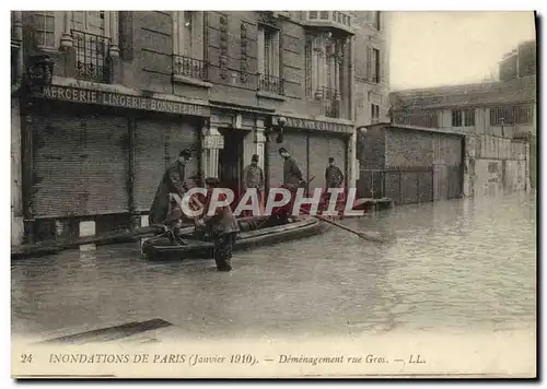 Cartes postales Inondations de Paris Janvier 1910 Demenagement Rue Gros