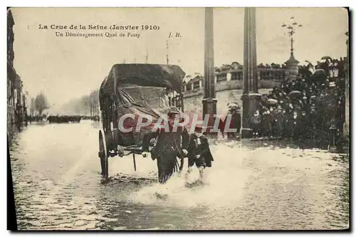 Cartes postales Paris Crue de la Seine Janvier 1910 Un demenagement Quai de Passy