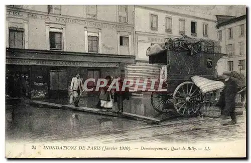 Cartes postales Inondations de Paris Janvier 1910 Demenagement Quai de Billy
