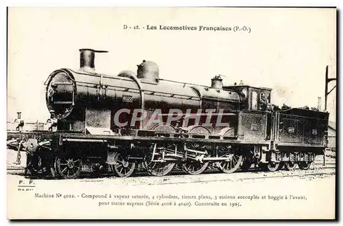 Cartes postales Train Locomotive Machine 4022 Compound a vapeur saturee