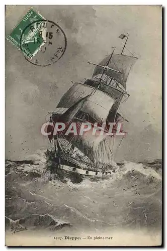 Cartes postales Bateau Voilier Dieppe en pleine mer