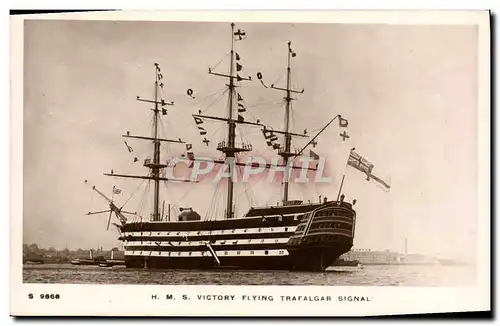 Cartes postales Bateau Voilier HMS Victory flying Trafalgar signal
