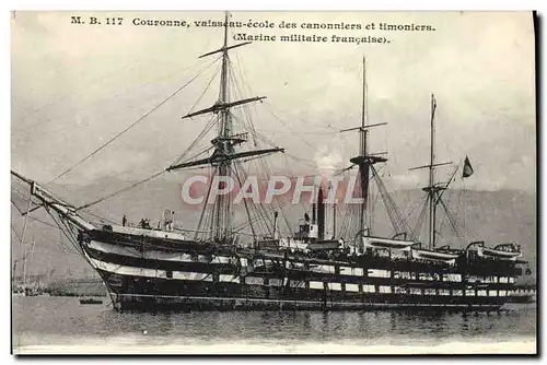 Cartes postales Bateau Voilier Couronne vaisseau ecole des canonniers et timoniers