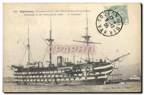 Cartes postales Bateau Voilier Algesiras Vaisseau Ecole des mecaniciens Torpilleurs