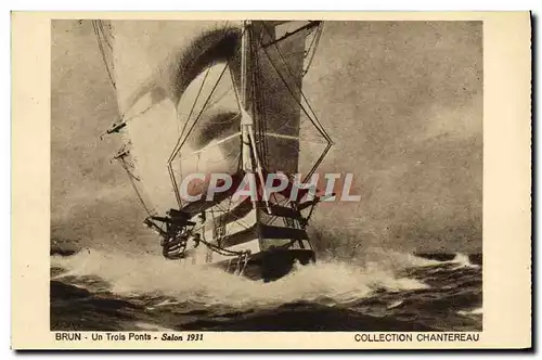 Cartes postales Bateau Voilier Brun un trois ponts Salon 1931 Chantereau