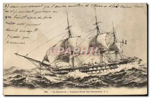 Cartes postales Bateau Voilier La Couronne Vaisseau Ecole des Canonniers