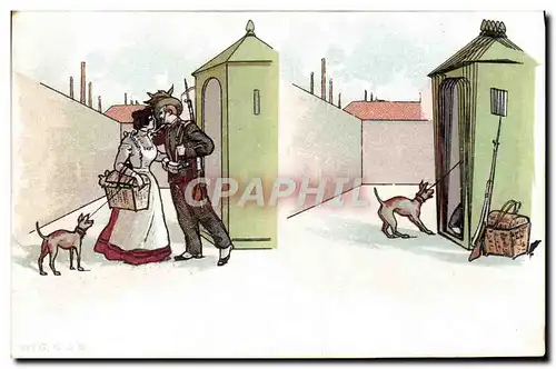 Cartes postales Amour Soldat Militaria Chien