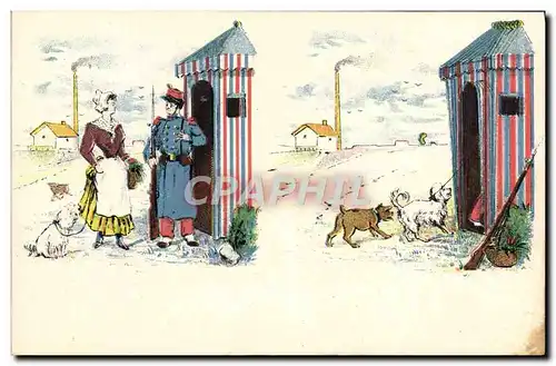 Cartes postales Amour Soldat Militaria Chien