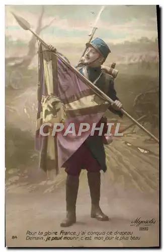 Cartes postales Militaria Soldat Drapeau