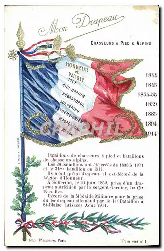 Cartes postales Militaria Chasseurs a pieds & alpins