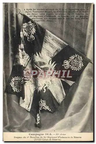 Ansichtskarte AK Militaria Drapeau du 1er bataillon du 87eme regiment d&#39infanterie de reserve