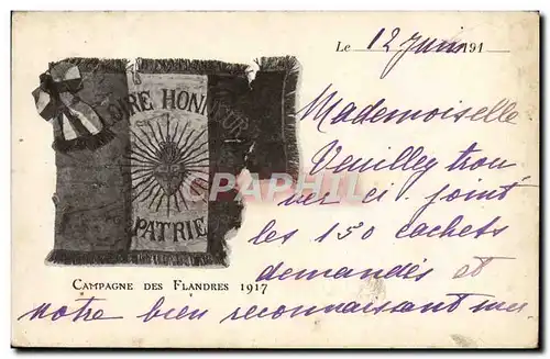 Cartes postales Militaria Drapeau Campagne des Flandres 1917