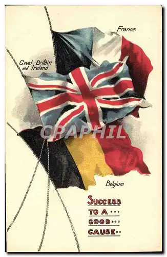 Cartes postales Militaria Drapeaux France Belgique Angleterre