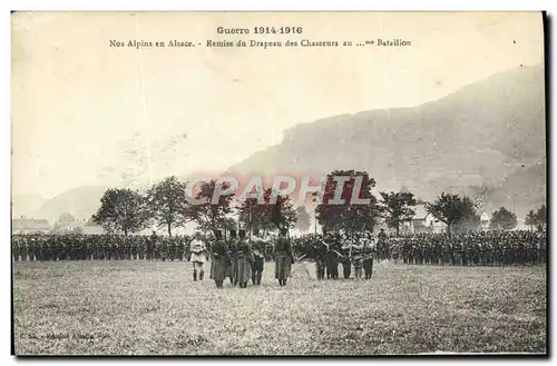 Ansichtskarte AK Militaria Nos alpins en Alsace Remise du drapeau des Chasseurs Alpins