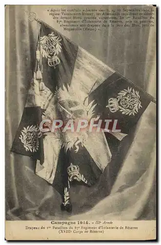 Ansichtskarte AK Militaria Drapeau du 1er bataillon du 87eme regiment d&#39infanterie de reserve