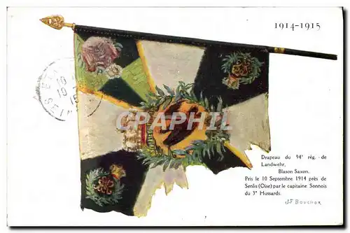 Ansichtskarte AK Militaria Drapeau du 94eme regiment de Landwehr