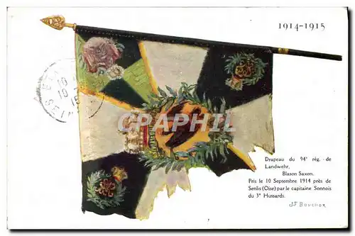 Cartes postales Militaria Drapeau du 94eme regiment de Landwehr