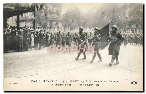 Cartes postales Militaria Paris Revue du 14 juillet 1918 Le drapeau belge