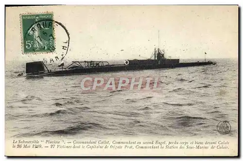 Cartes postales Bateau Sous marin Sous-marin Pluviose Commandant callot