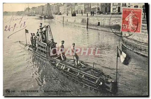 Cartes postales Bateau Sous marin Sous-marin Dunkerque Meduse