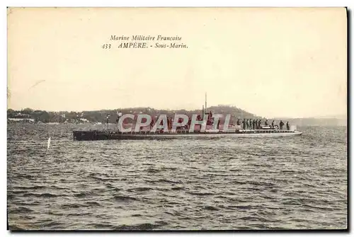 Cartes postales Bateau Sous marin Sous-marin Ampere