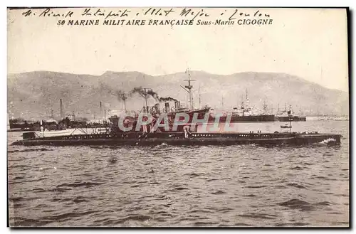 Cartes postales Bateau Sous marin Sous-marin Cigogne