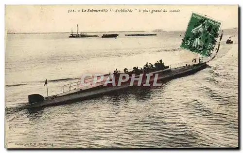 Cartes postales Bateau Sous marin Sous-marin Archimede