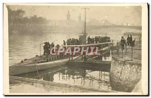 CARTE PHOTO Paris Pont Alexandre III Bateau Sous marin Sous-marin