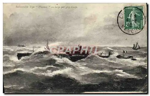 Ansichtskarte AK Bateau Sous marin Sous-marin Pluviose par gros temps