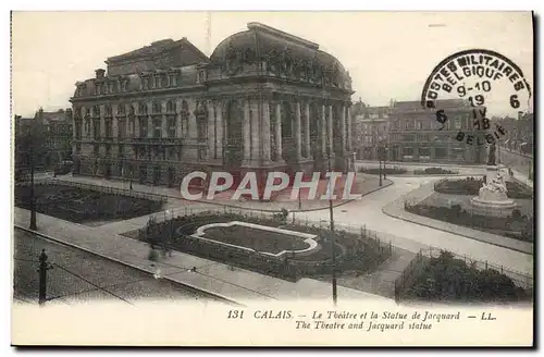 Ansichtskarte AK Calais Le theatre et la statue de Jacquard