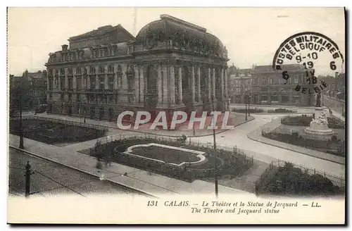 Cartes postales Calais Le theatre et la statue de Jacquard
