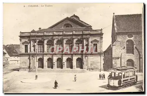 Ansichtskarte AK Colmar Le theatre Tramway