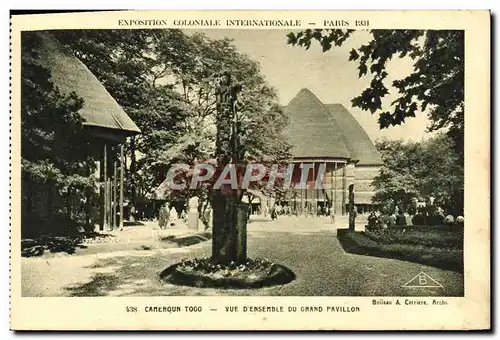 Cartes postales Paris Exposition coloniale Internationale 1931 Cameroun Togo Vue D&#39Ensemble Du Grand Pavillon