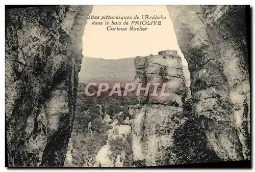 Cartes postales Ardeche Bois de Paiolive Curieux rocher