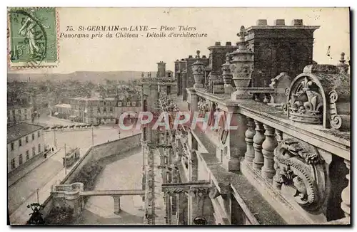 Cartes postales St Germain en Laye Place Thiers Panorama pris du chateau Details d'architecture