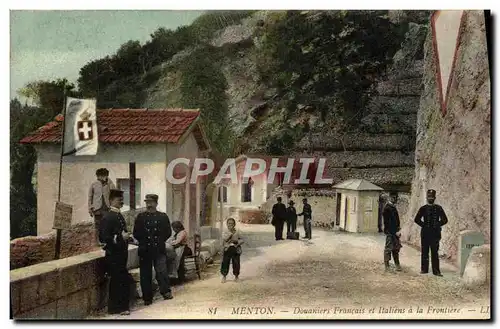 Cartes postales Douanes Menton Douaniers francais et italiens a la frontiere