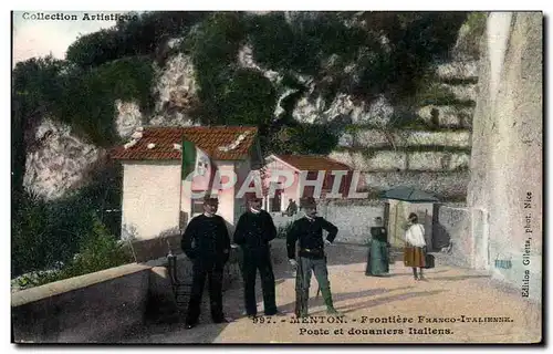Ansichtskarte AK Douanes Menton Frontiere Franco italienne Poste et douaniers italiens