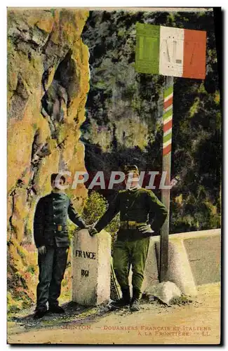 Cartes postales Douanes Menton Douaniers francais et italiens a la frontiere