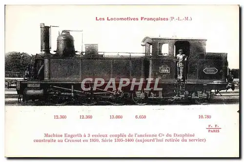 Cartes postales Train Locomotive Machine Engerth a 3 essieux couples de l&#39ancienne Cie du Dauphine