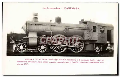 Cartes postales Train Locomotive Danemark Machine 901 Denmark Type Atlantic