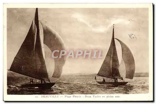 Cartes postales Bateau Voilier Deauville Plage fleurie Deux yachts en pleine mer