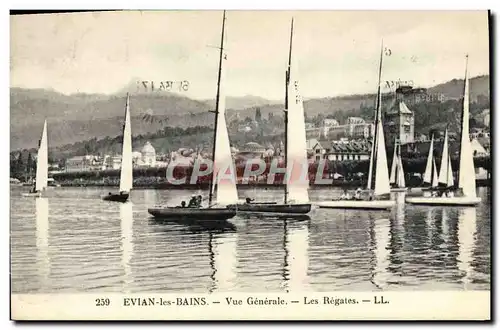 Cartes postales Bateau Voilier Evian les Bains Vue generale Les regates