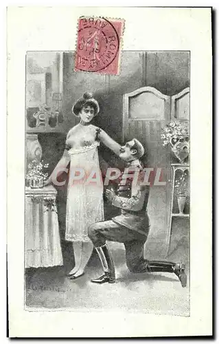 Cartes postales Femme Nu erotique Soldat Militaria