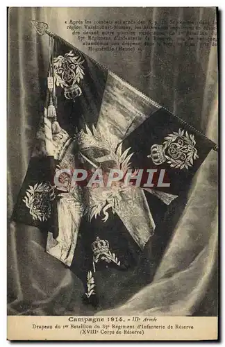 Ansichtskarte AK Militaria Campagne 1914 Drapeau du 1er bataillon du 87eme regiment d&#39infanterie de Reserve