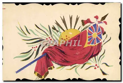 Cartes postales Militaria Drapeau Angleterre (dessin a la main)